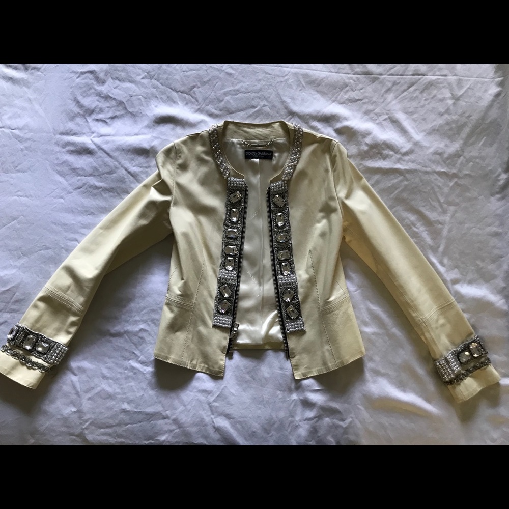 Dolce and Gabbana runway embellished leather jacke